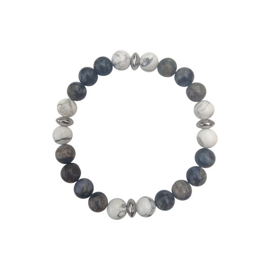 Bracelet Bleue Libérite & Howlite "Calme profond" Ozora Création