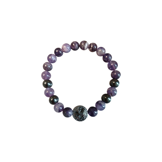 Bracelet en Améthyste chevron & Hématite "Union Ciel & Terre" Ozora Création