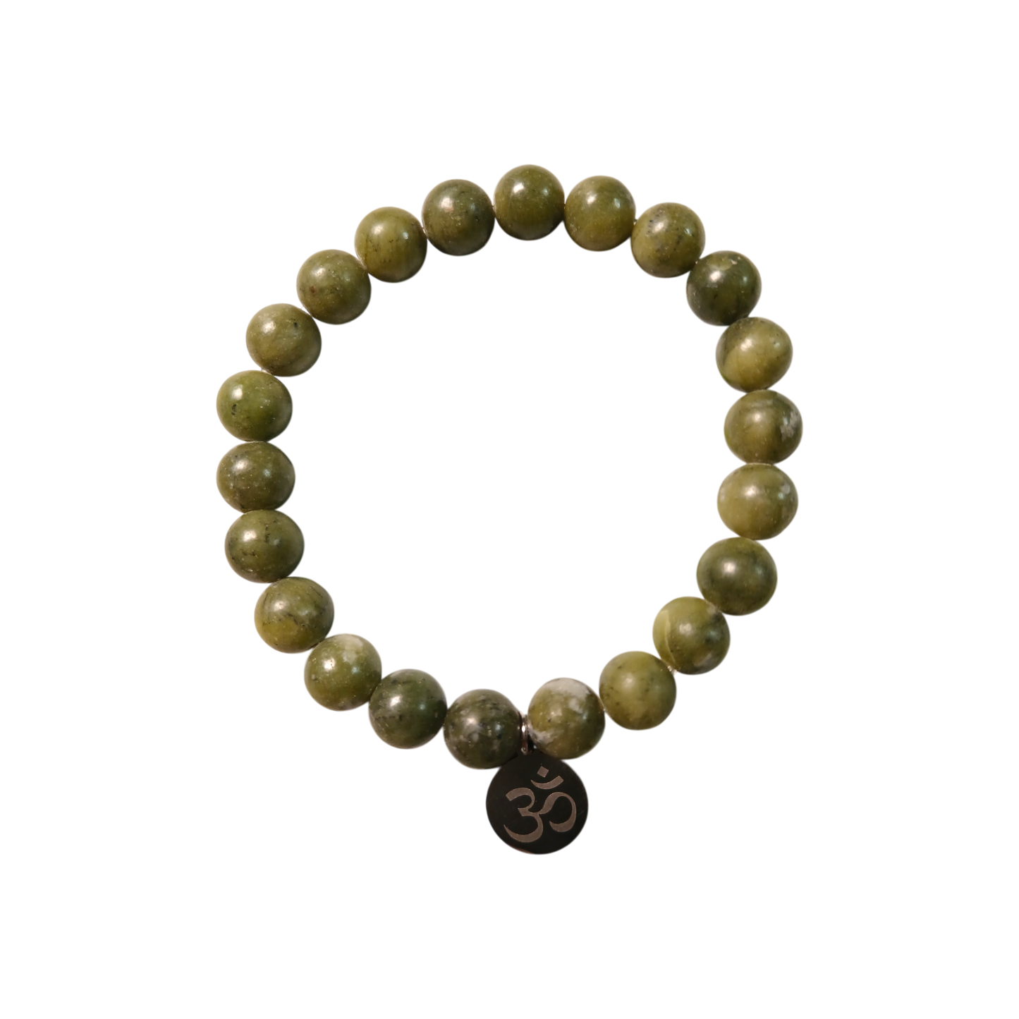 Bracelet "Mantra d'Ozora" Jade vert & Om Ozora Création