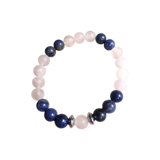 Bracelet en Quartz rose mat & Sodalite "Harmonie de l'âme" Ozora Création