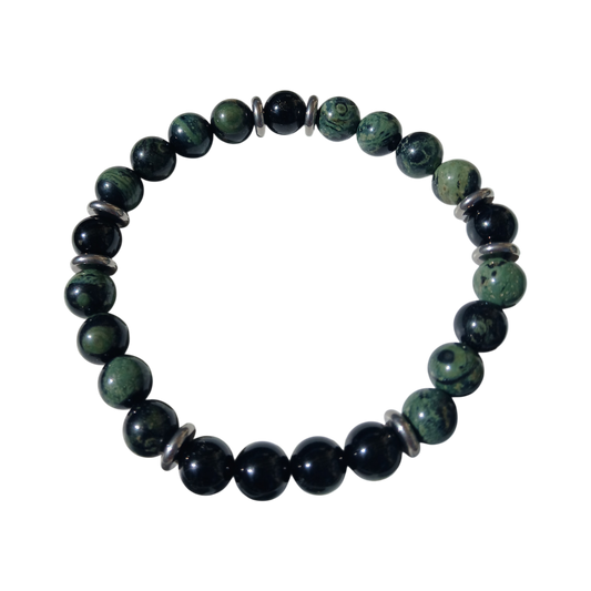 Bracelet Jaspe Kambaba & Spinelle noir "Essence Terrestre" Ozora Création