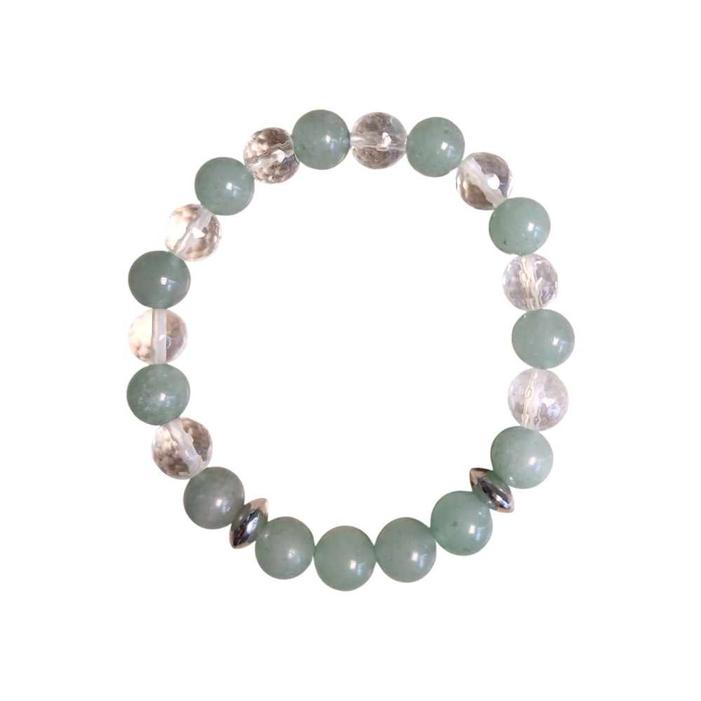 Bracelet en Aventurine verte & Cristal de roche "Aura de sérénité" Ozora Création