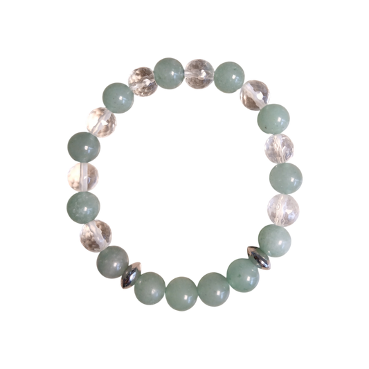 Bracelet en Aventurine verte & Cristal de roche "Aura de sérénité" Ozora Création