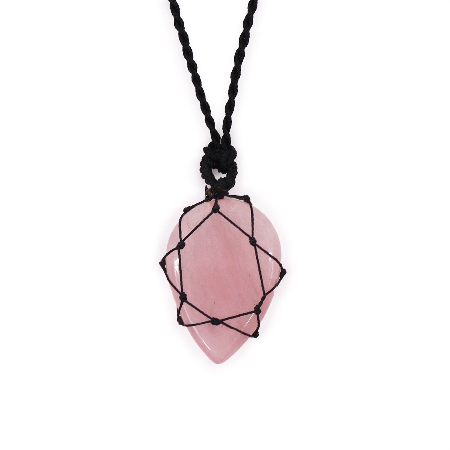 Laced Gemstone Teardrop Pendant - Rose Quartz AWGifts Dropship