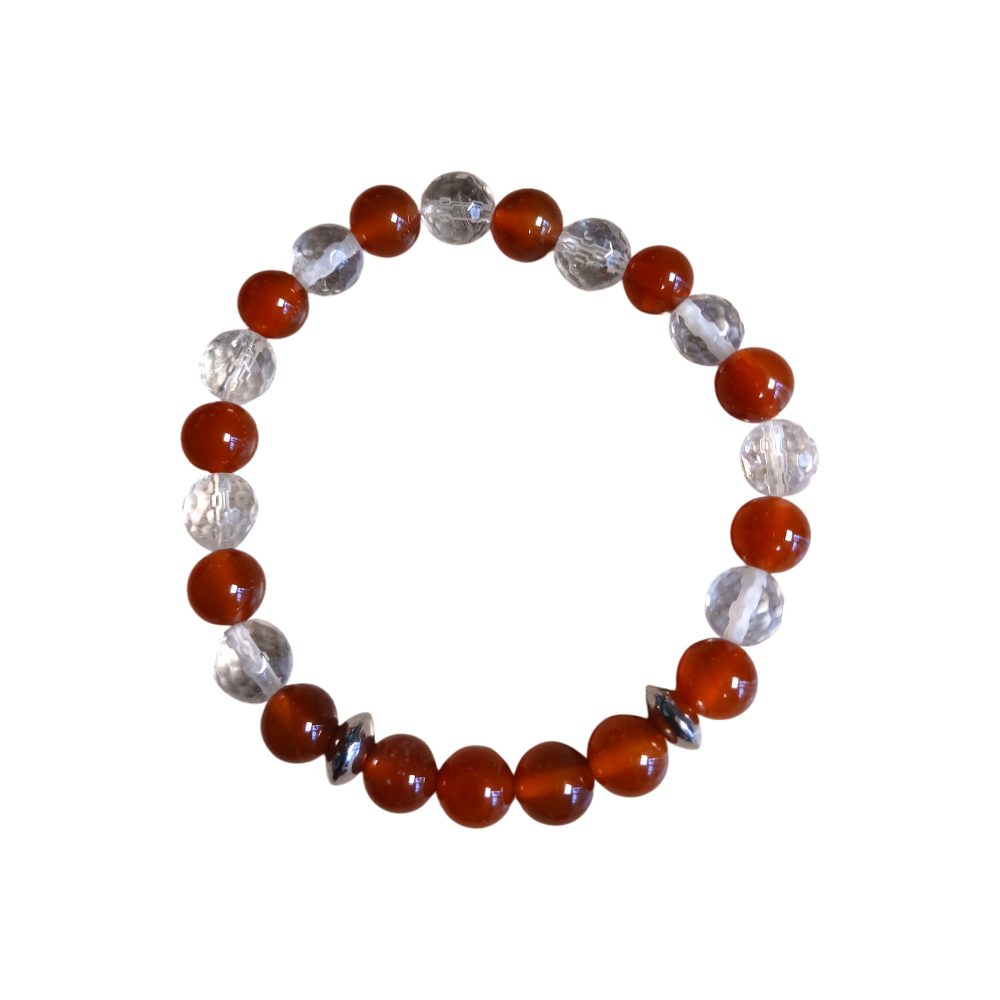 Bracelet Cornaline & Cristal de roche "Flamme originelle" Ozora Création