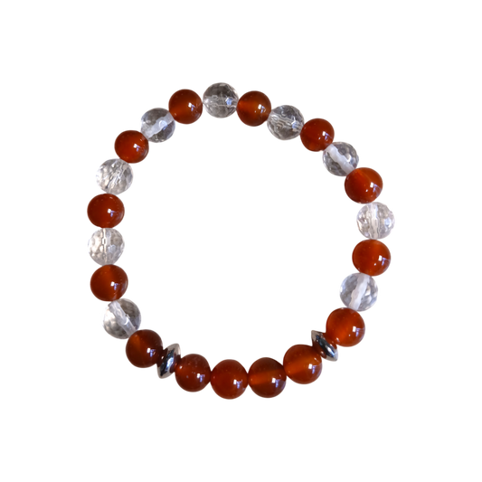Bracelet Cornaline & Cristal de roche "Flamme originelle" Ozora Création