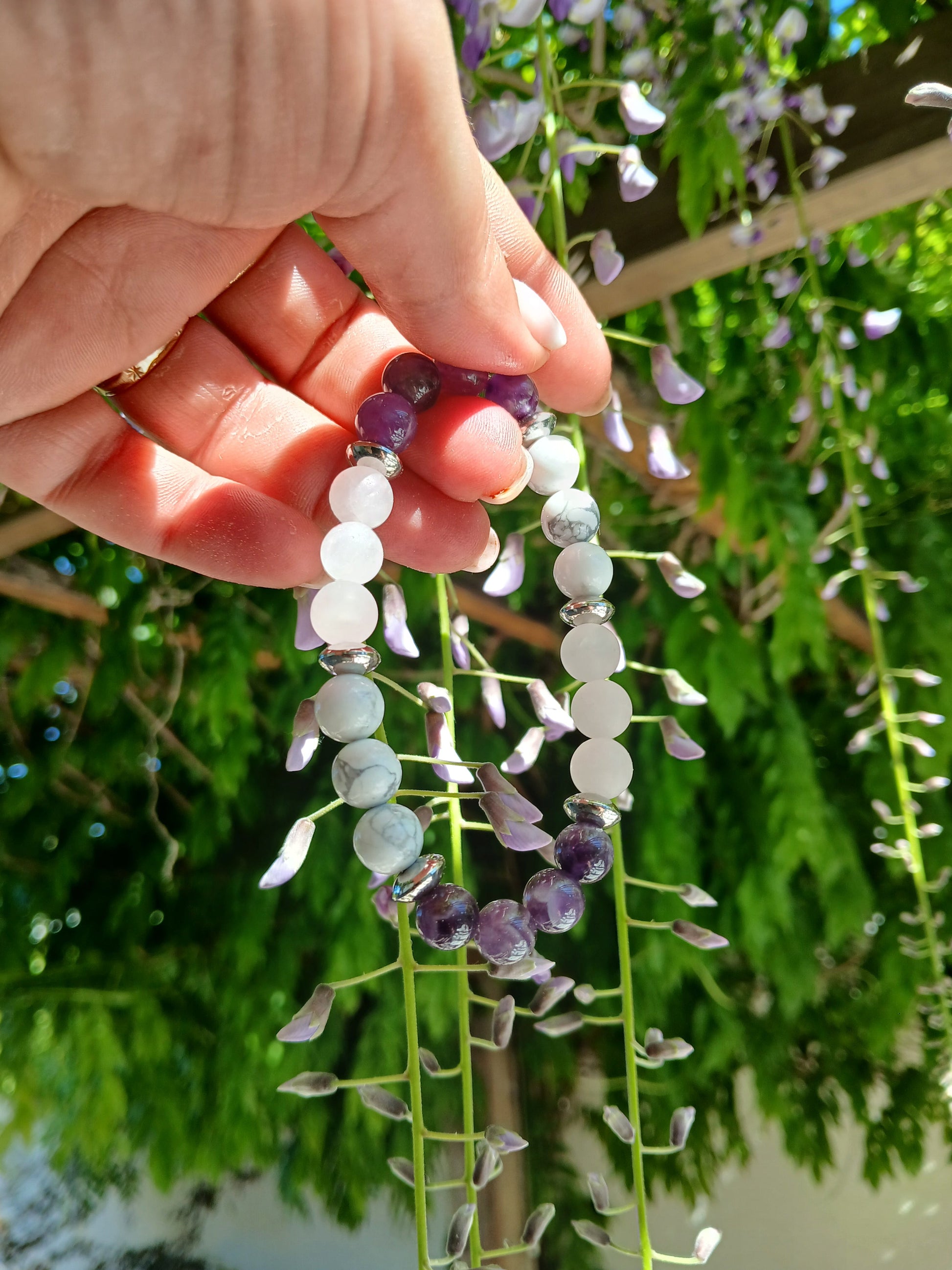 Bracelet en Améthyste, Quartz rose et Howlite "Souffle d'apaisement" Ozora Création
