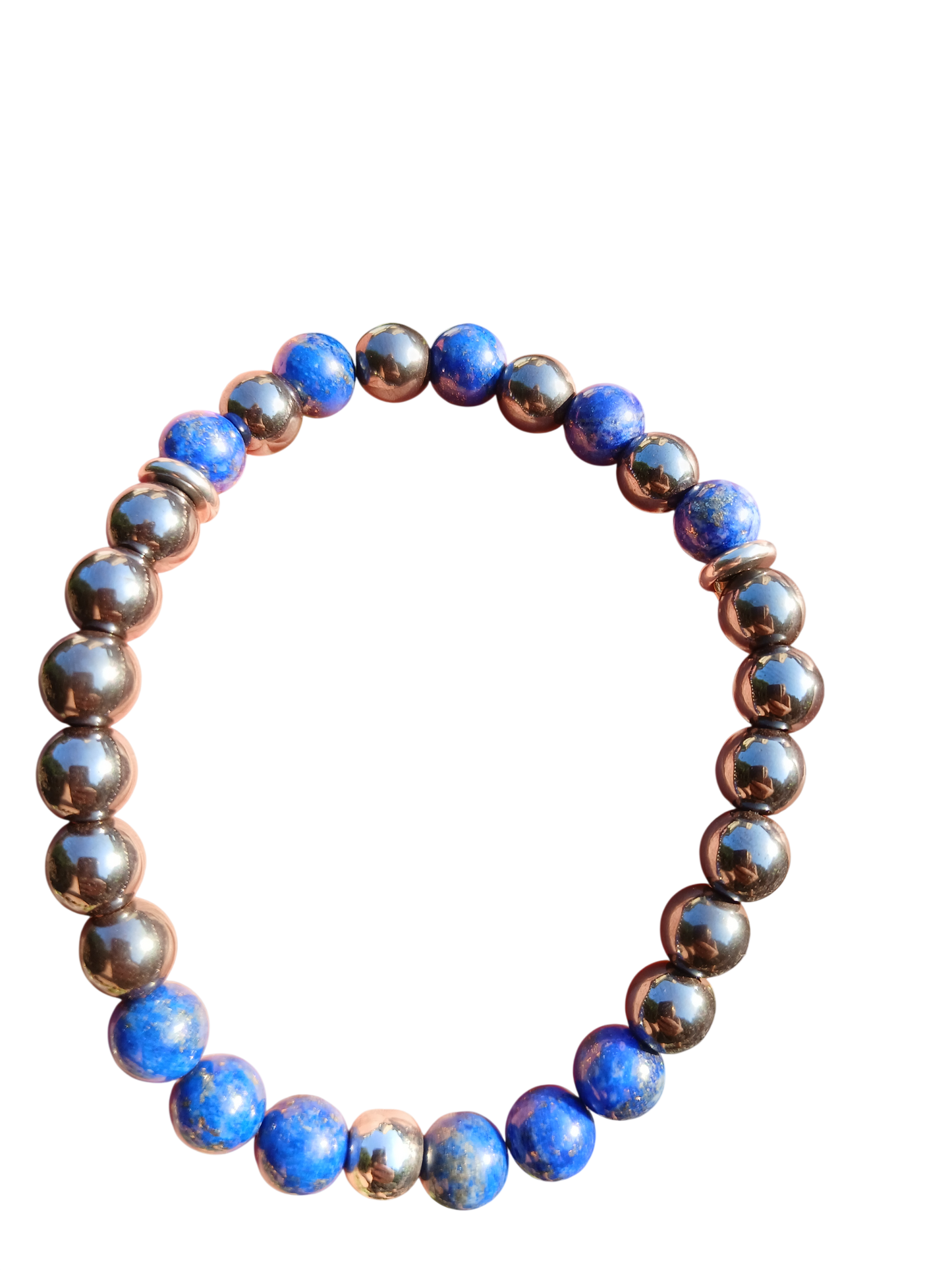 Bracelet pierres naturelles Lapis-Lazuli & Hématite « Ancrage & Intuition » Ozora Création