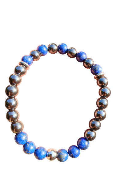 Bracelet pierres naturelles Lapis-Lazuli & Hématite « Ancrage & Intuition » Ozora Création