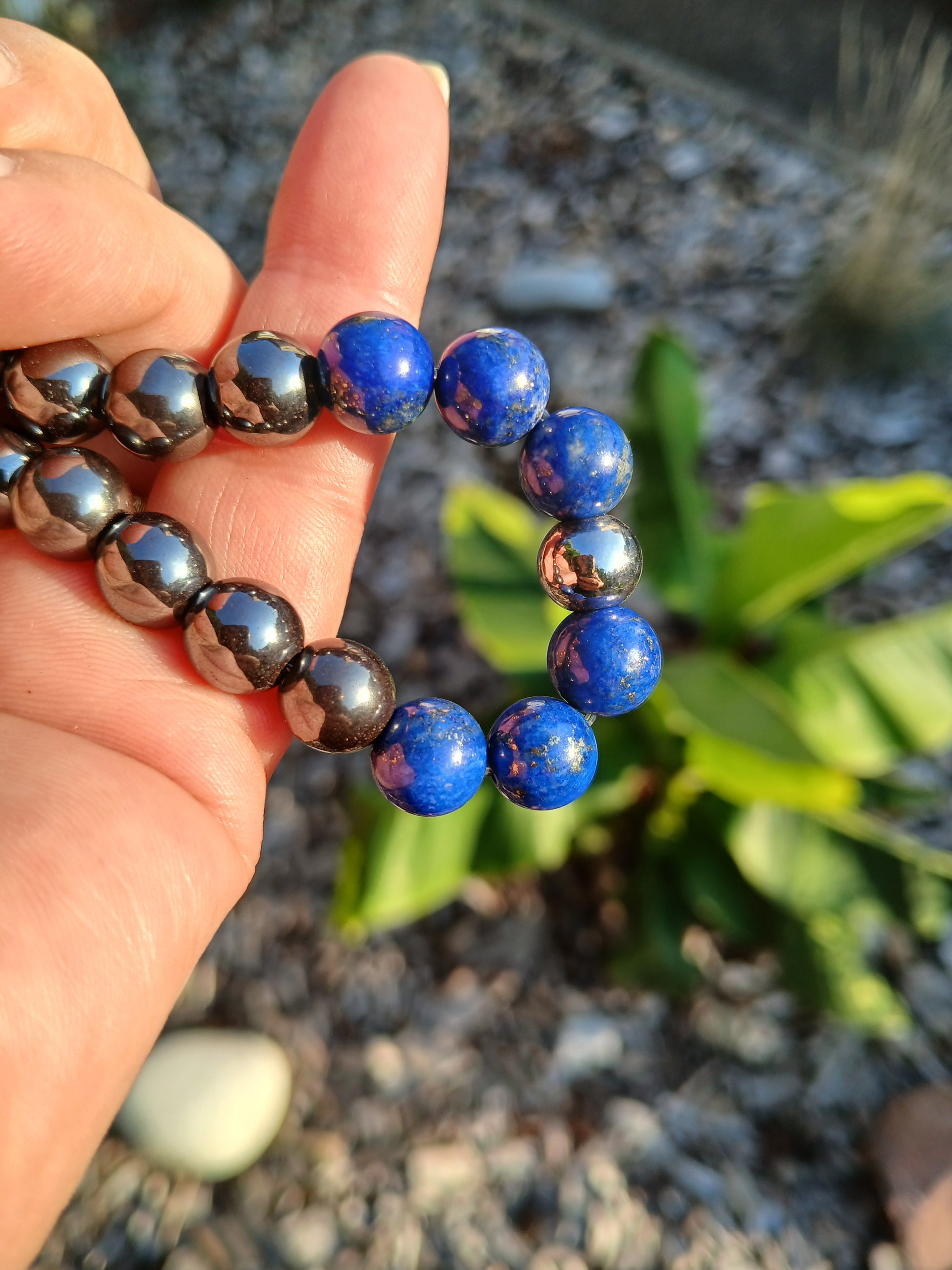 Bracelet pierres naturelles Lapis-Lazuli & Hématite « Ancrage & Intuition » Ozora Création