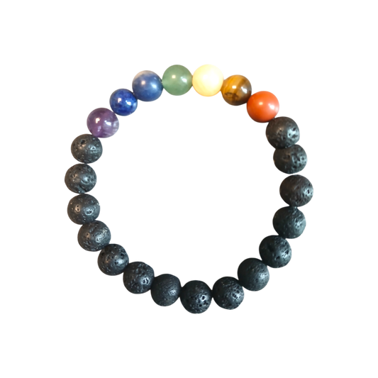 Bracelet 7 chakras et pierres de lave