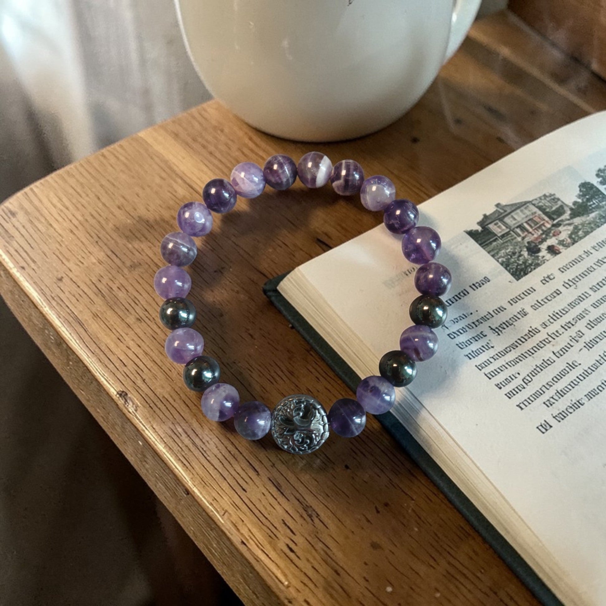 Bracelet en Améthyste chevron & Hématite "Union Ciel & Terre" Ozora Création