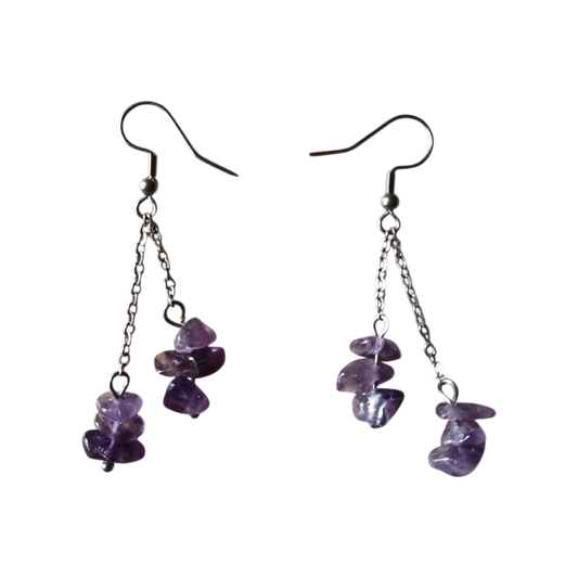 Boucles d'oreilles baroque en Améthyste, Aventurine verte ou Labradorite