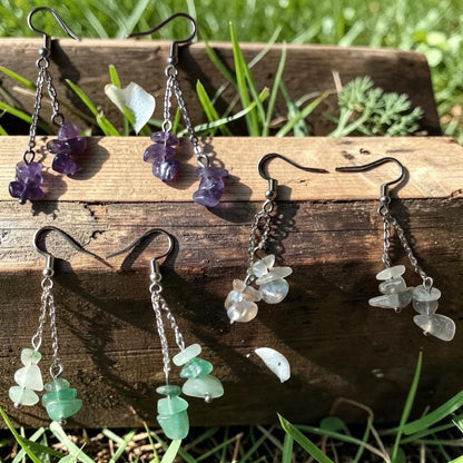 Boucles d'oreilles baroque en Améthyste, Aventurine verte ou Labradorite Ozora