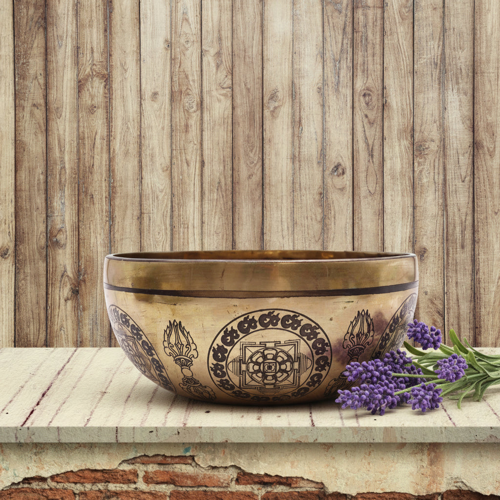 Bol Tibétain 5 Bouddhas 21 cm | Fabriqué au Népal. Ozora