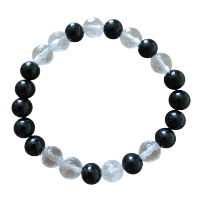 Bracelet en Tourmaline noire & Cristal de roche "Bouclier de lumière" Ozora Création