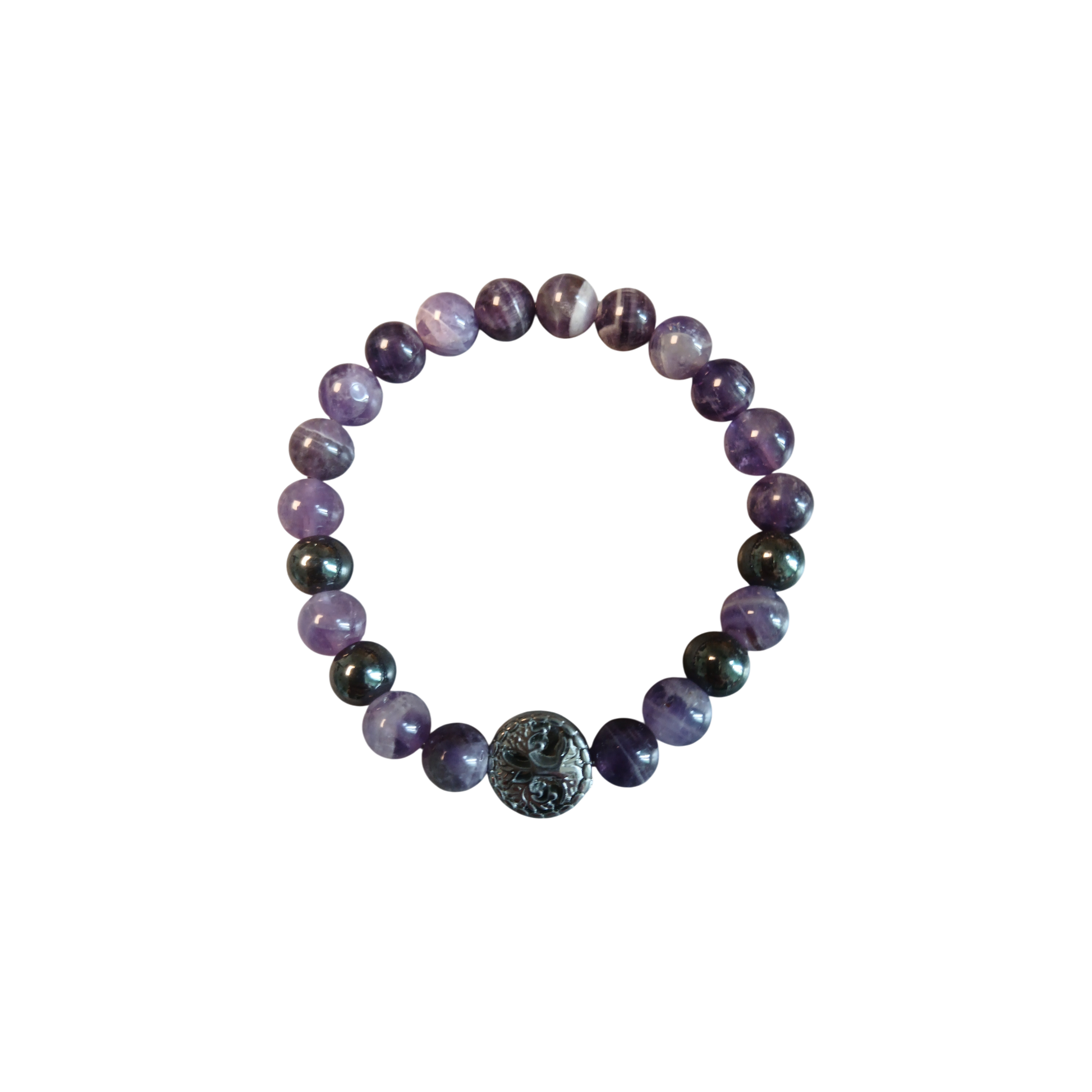 Bracelet en Améthyste chevron & Hématite "Union Ciel & Terre" Ozora Création
