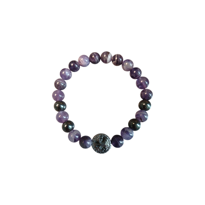 Bracelet en Améthyste chevron & Hématite "Union Ciel & Terre" Ozora Création