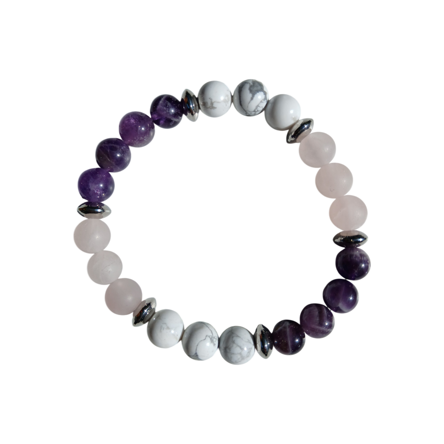Bracelet en Améthyste, Quartz rose et Howlite "Souffle d'apaisement" Ozora Création
