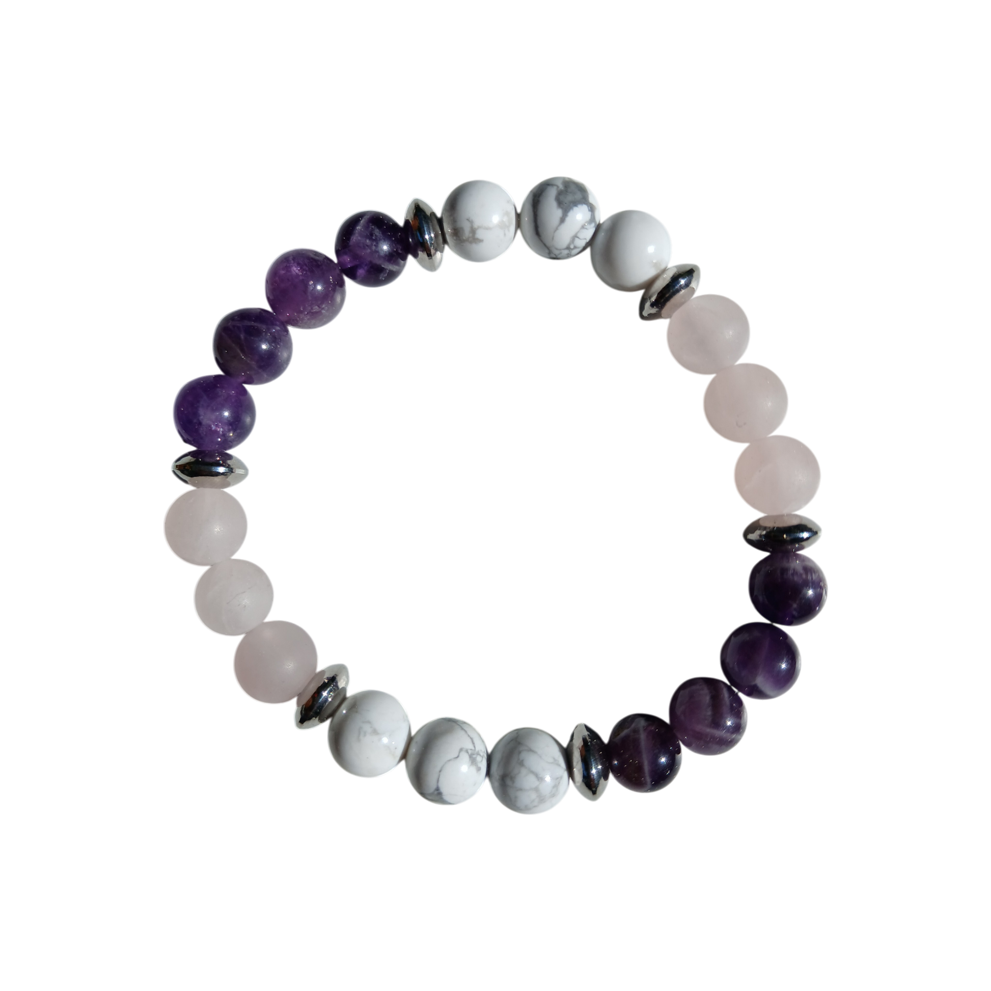 Bracelet en Améthyste, Quartz rose et Howlite "Souffle d'apaisement" Ozora Création