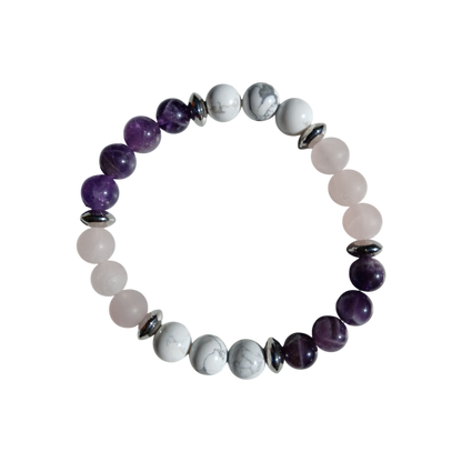 Bracelet en Améthyste, Quartz rose et Howlite "Souffle d'apaisement" Ozora Création