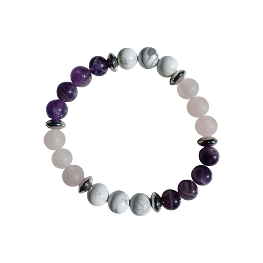 Bracelet en Améthyste, Quartz rose et Howlite "Souffle d'apaisement" Ozora Création