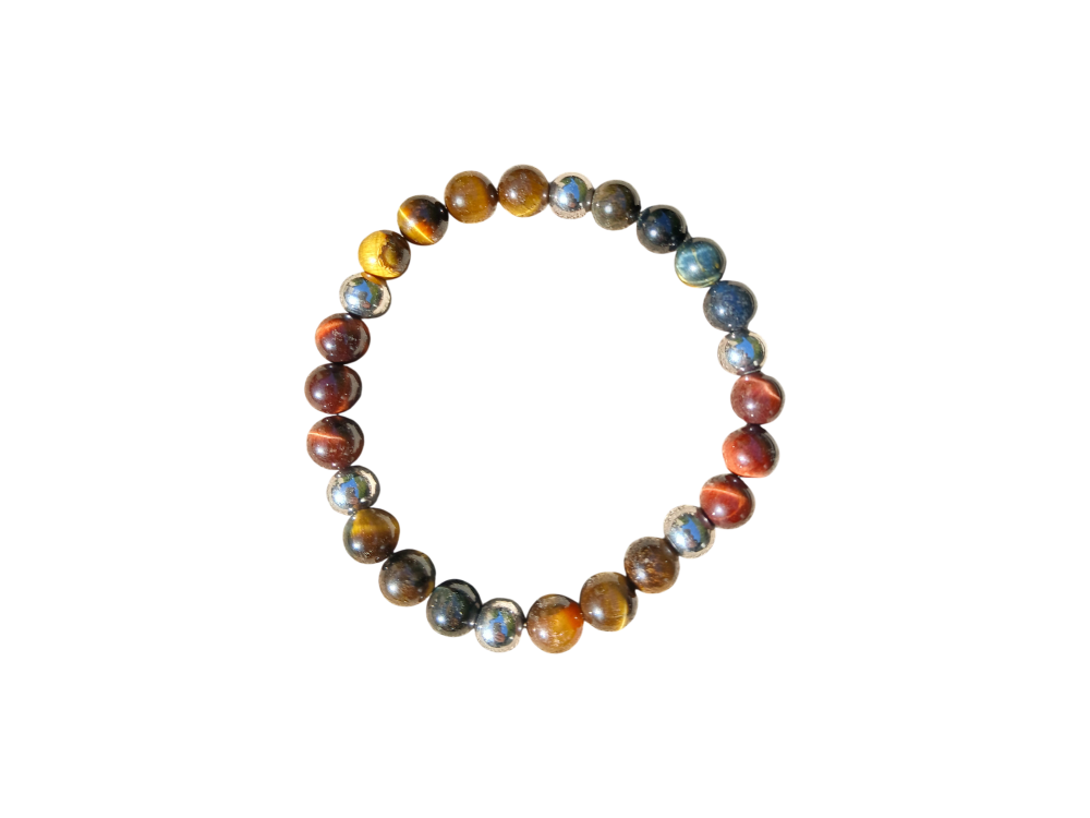 Bracelet en Œil de faucon, Œil de taureau & Œil de tigre "Trinité des protections" Ozora