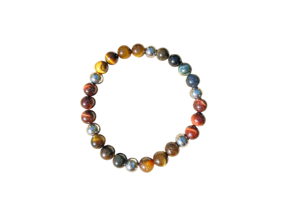 Bracelet en Œil de faucon, Œil de taureau & Œil de tigre "Trinité des protections" Ozora