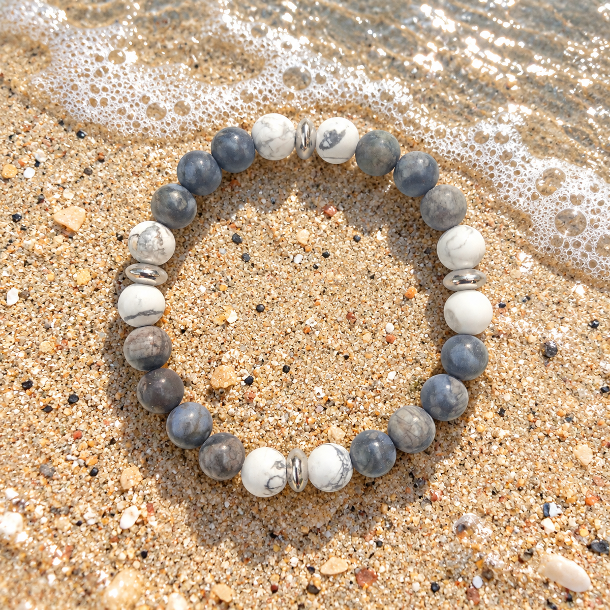 Bracelet Bleue Libérite & Howlite "Calme profond" Ozora Création
