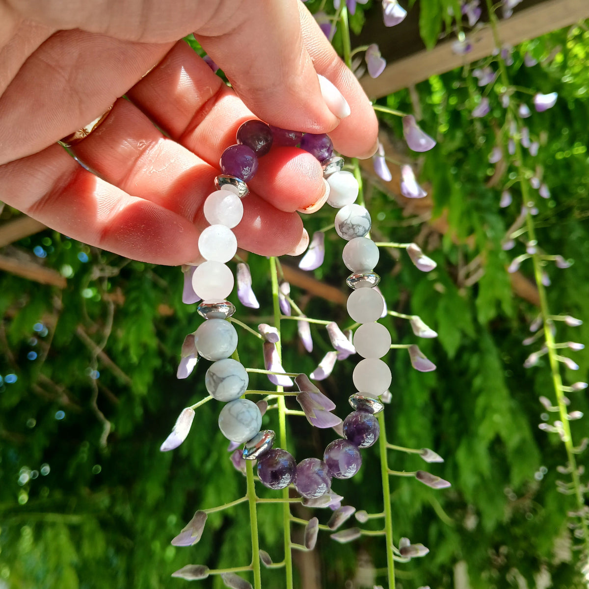 Bracelet en Améthyste, Quartz rose et Howlite "Souffle d'apaisement" Ozora Création