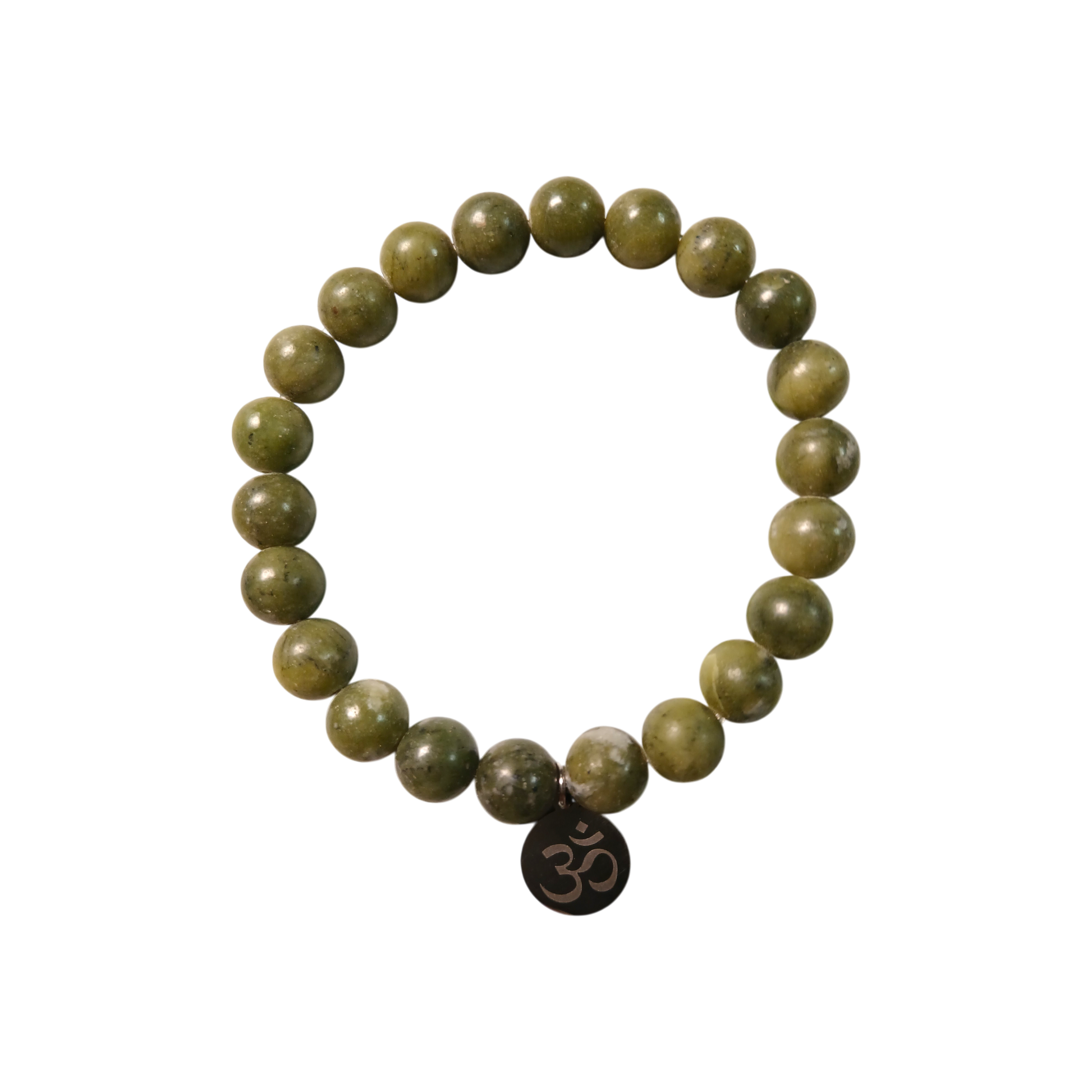 Bracelet "Mantra d'Ozora" Jade vert & Om Ozora Création