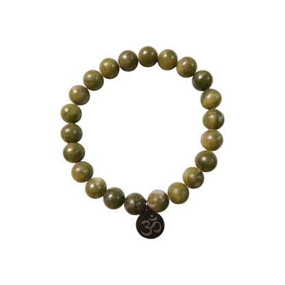 Bracelet "Mantra d'Ozora" Jade vert & Om Ozora Création