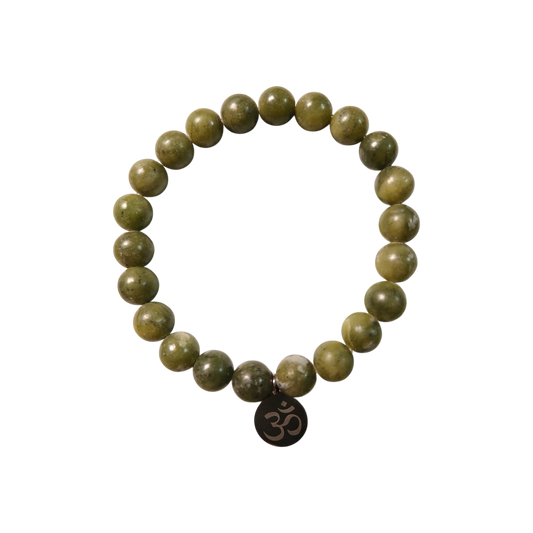 Bracelet "Mantra d'Ozora" Jade vert & Om Ozora Création