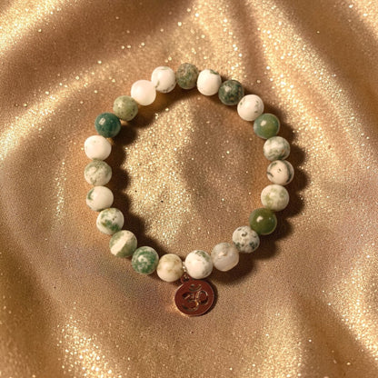 Bracelet "Mantra d'Ozora" Agate arbre & Om Ozora Création
