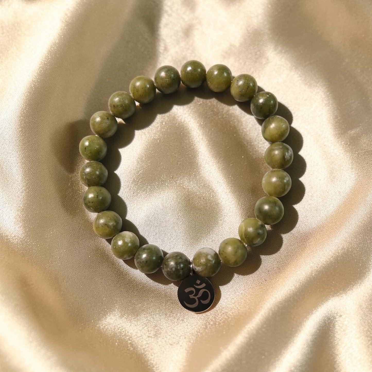 Bracelet "Mantra d'Ozora" Jade vert & Om Ozora Création