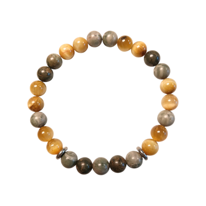 Bracelet Œil de tigre doré & Jaspe vert "Équilibre sauvage" Ozora Création