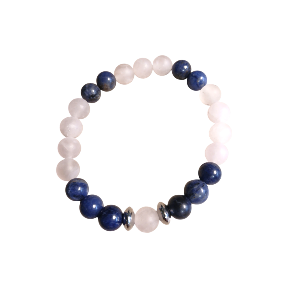 Bracelet en  Quartz rose mat & Sodalite "Harmonie de l'âme" Ozora Création