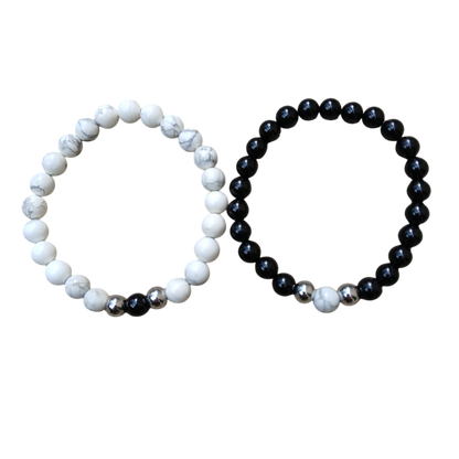 Bracelets Howlite & Tourmaline noire "Harmonie Protectrice" Ozora Création
