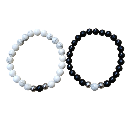 "Harmonie Protectrice" Howlite & Tourmaline noire