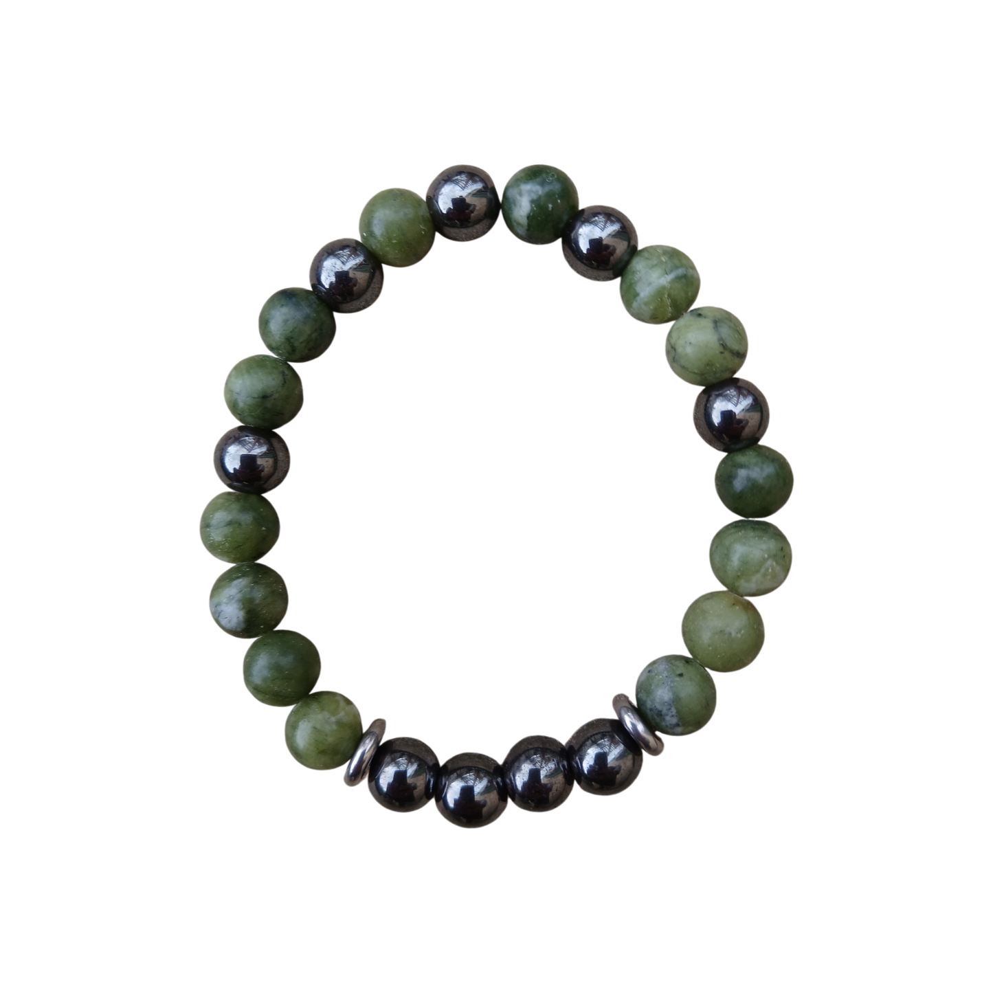 Bracelet pierres naturelles Jade vert & Hématite "Force et Sérénité" Ozora Création