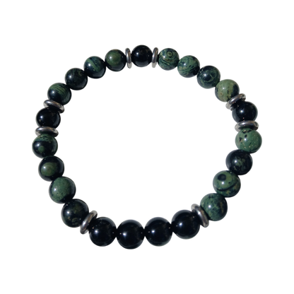 Bracelet Jaspe Kambaba & Spinelle noir "Essence Terrestre" Ozora Création