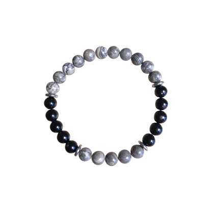 Bracelet en Jaspe Picasso & Tourmaline noire "Équilibre Tellurique" Ozora Création