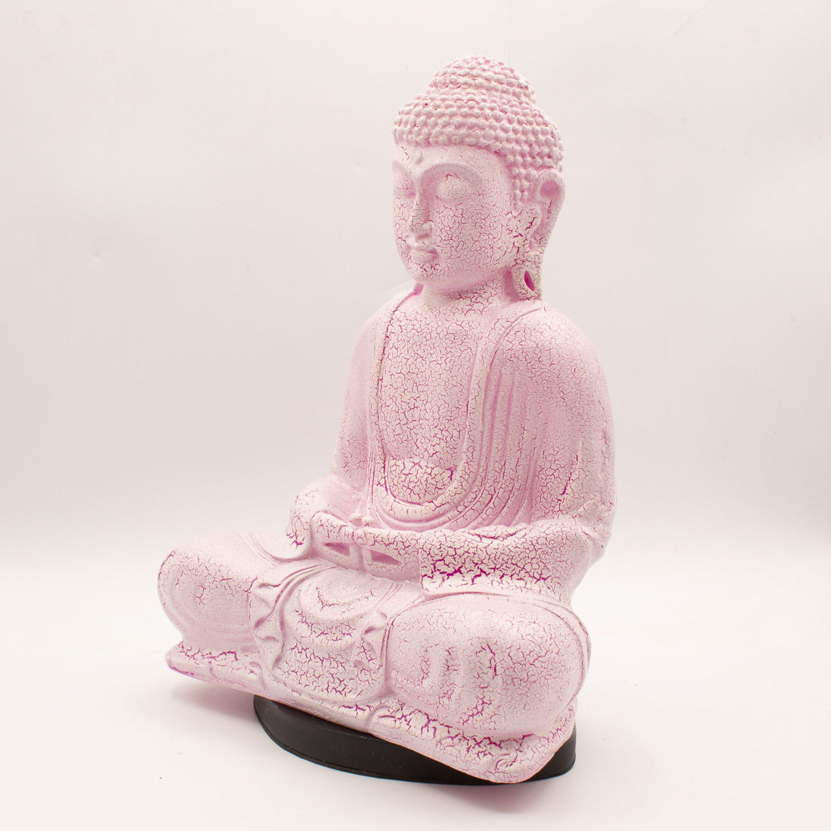 Lampe Bouddha en méditation. Craquelé rose. 31 cm de hauteur / 23 cm de largeur. Ozora