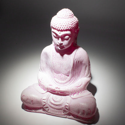 Lampe Bouddha en méditation. Craquelé rose. 31 cm de hauteur / 23 cm de largeur. Ozora