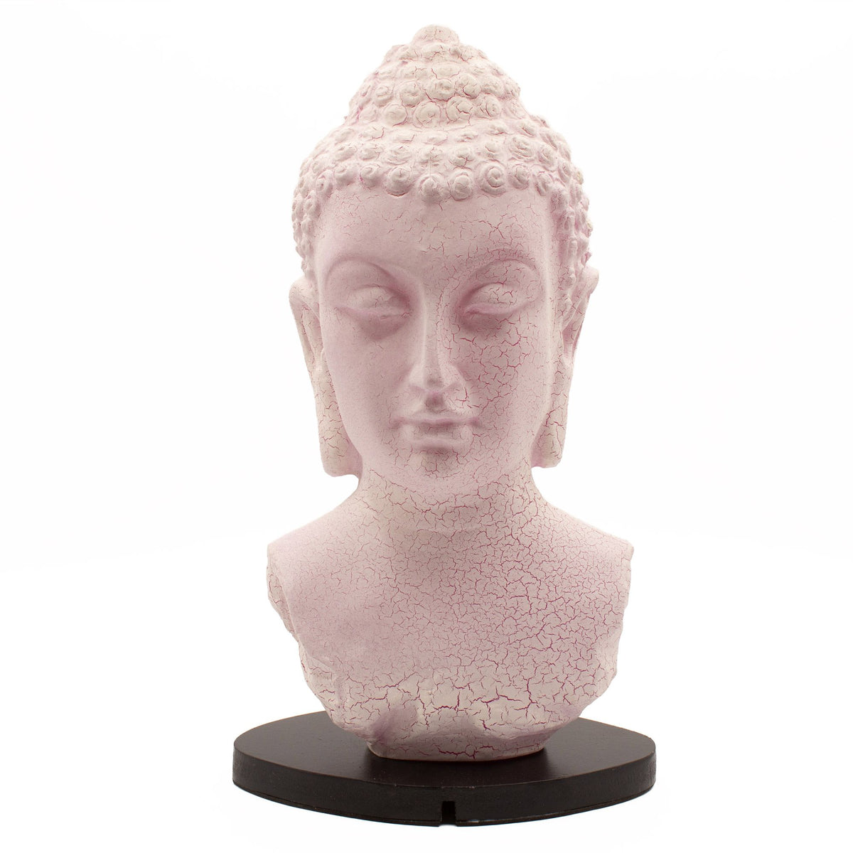 Lampe d'ambiance en forme de buste de Bouddha. Craquelé rose en fibre de verre. Ozora