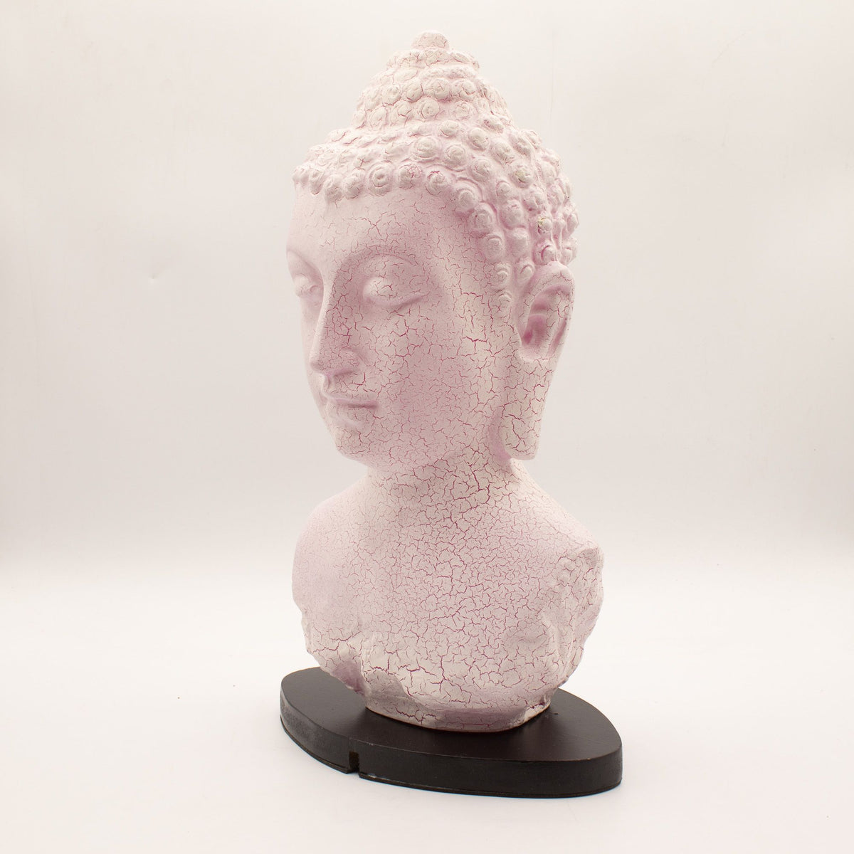 Lampe d'ambiance en forme de buste de Bouddha. Craquelé rose en fibre de verre. Ozora