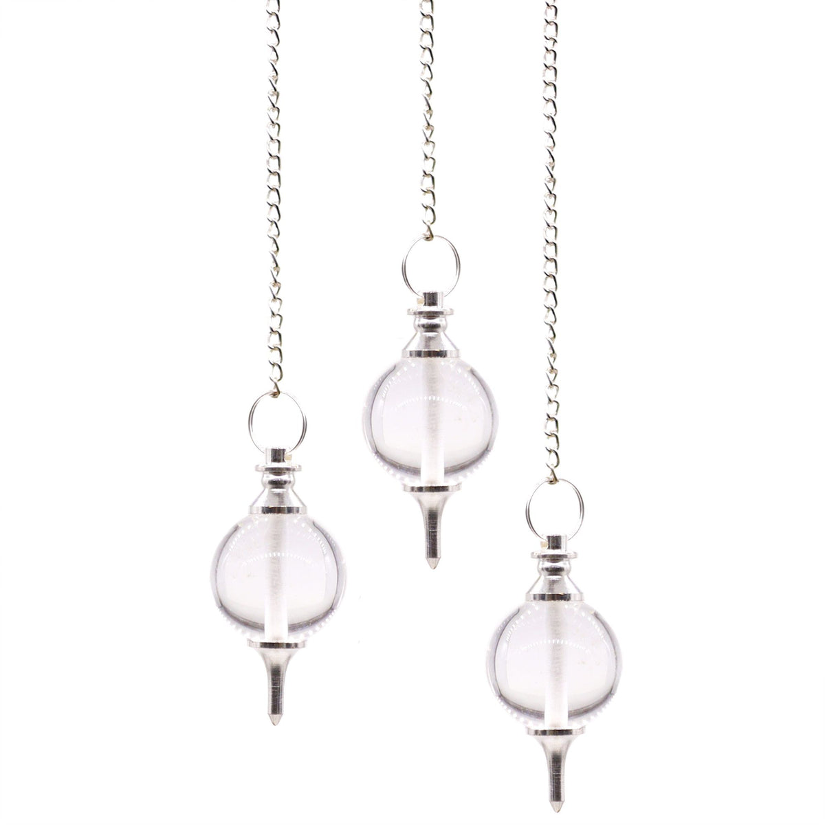Pendule Sphère en Cristal de Roche Naturel sur une chaîne de 17 cm. Ozora