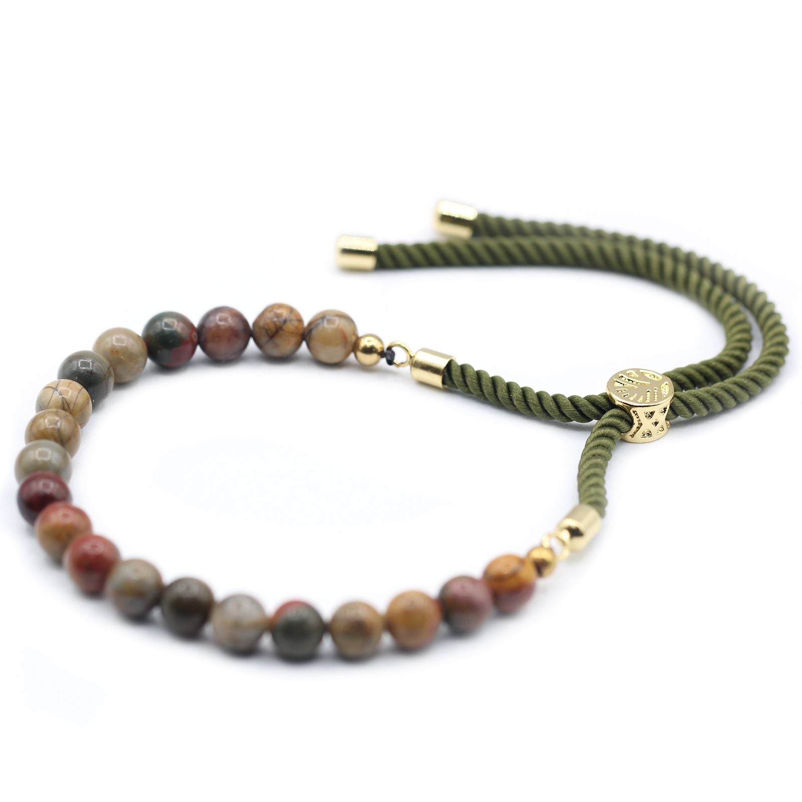 18K Gold Plated Gemstone Moss String Bracelet -  Picasso Jasper AWGifts Dropship