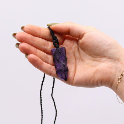 Laced Gemstone Flat Point Pendant - Amethyst AWGifts Dropship