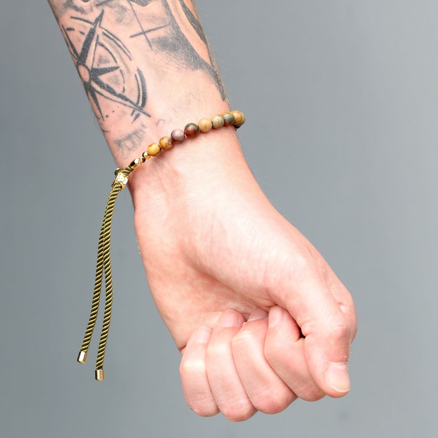 18K Gold Plated Gemstone Moss String Bracelet -  Picasso Jasper AWGifts Dropship